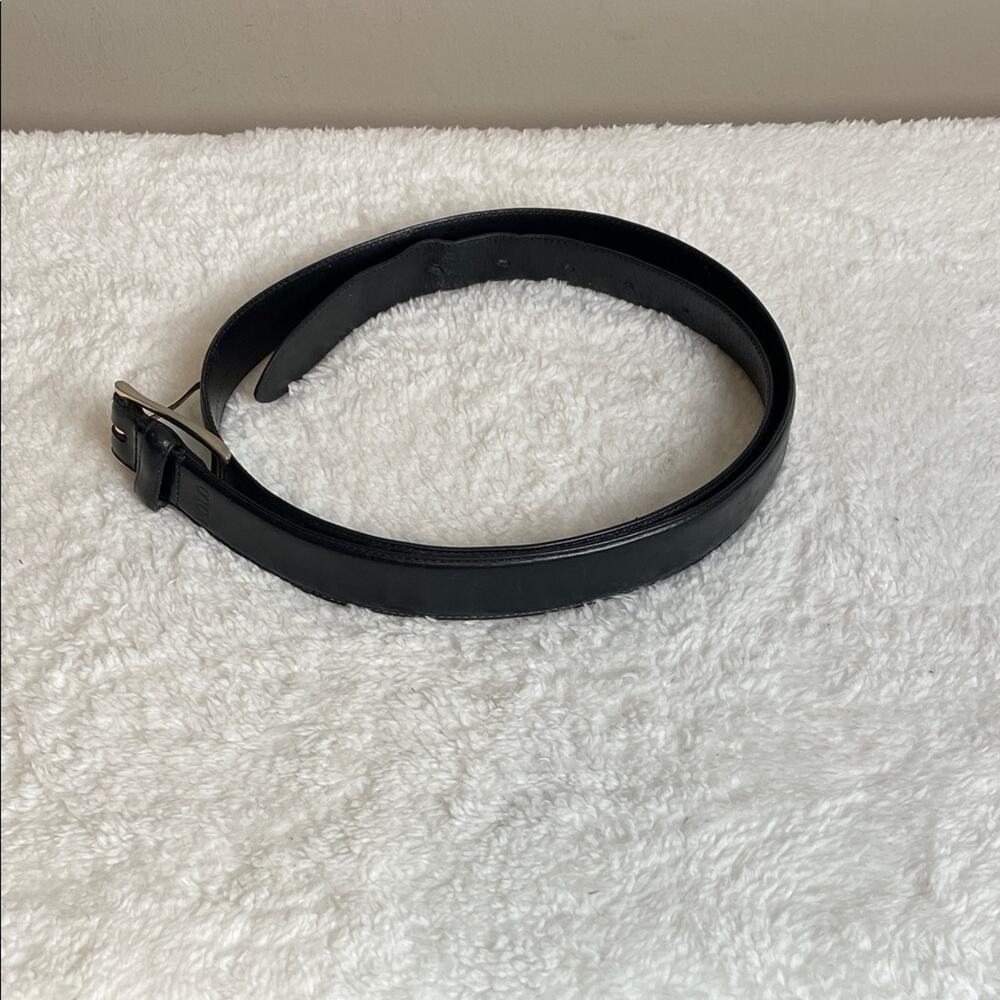 Polo Ralph Lauren Italian Black Leather Belt with Flawed Gold Buckle Men's 40